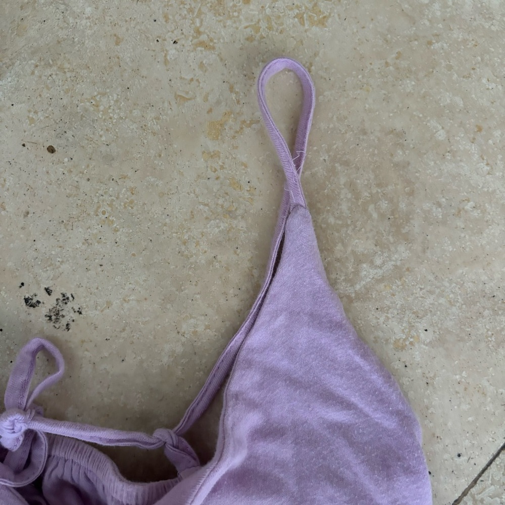 Out from Under Lavender Romper Jumpsuit w Oversized Bottoms and Cinching Ties UO - Picture 11 of 15